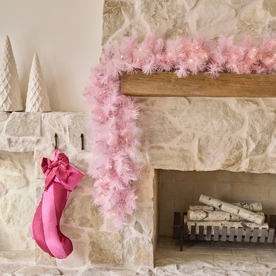 Whimsical Pine Pink LED Garland