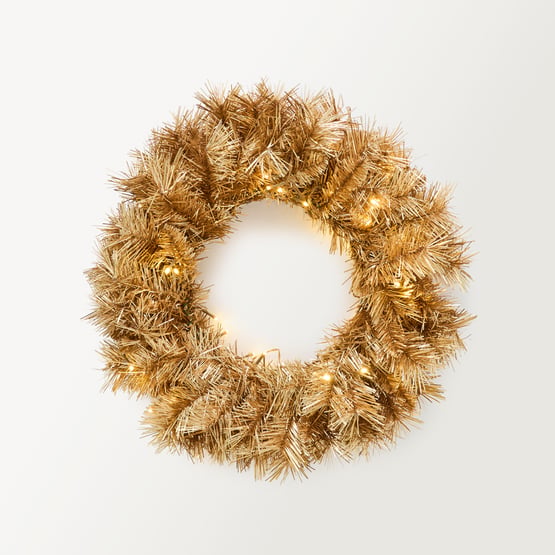Gilded Pine Gold LED Wreath
