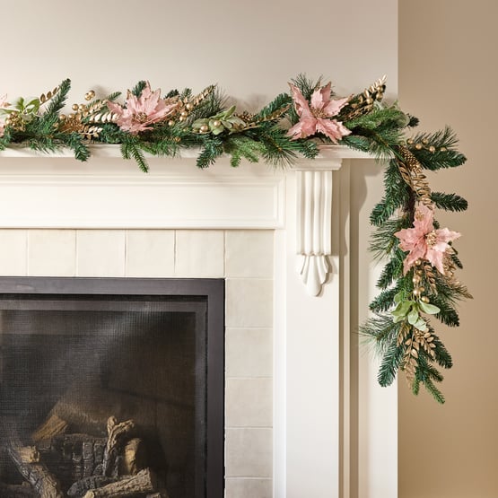 Poinsettia Christmas Pink & Multi Garland