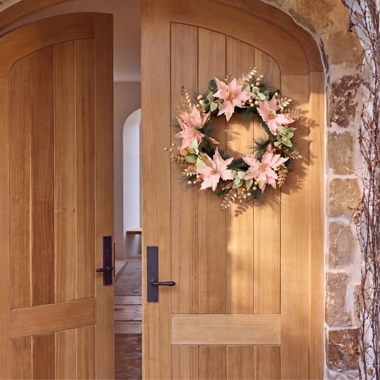 Poinsettia Christmas Pink & Multi Wreath