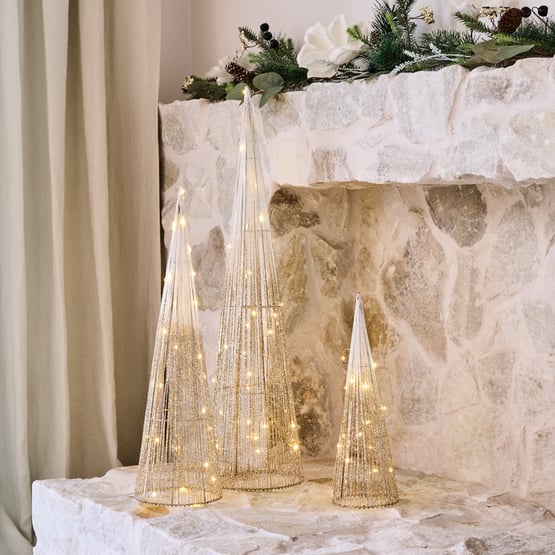 Sparkling Ombre Gold & Silver LED Cone Tree