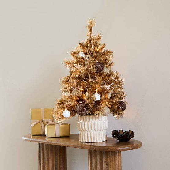 Potted Gilded Pine Gold Christmas Tree
