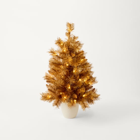Potted Gilded Pine Gold Christmas Tree