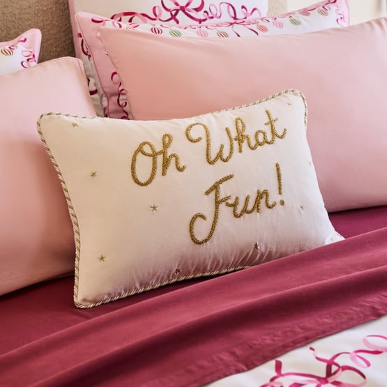 Oh What Fun Gold Beaded Cushion
