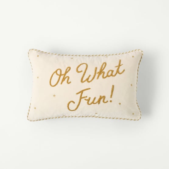 Oh What Fun Gold Beaded Cushion