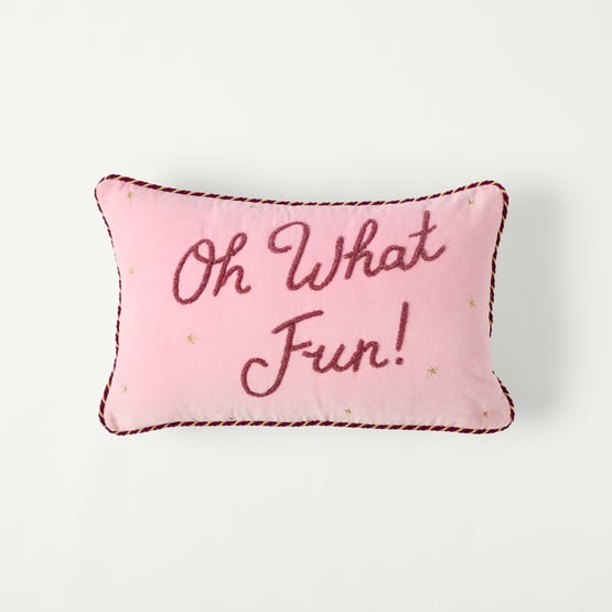 Oh What Fun Pink Beaded Cushion