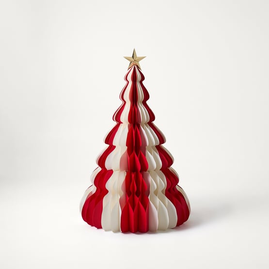 Christmas Village Festive Red & White Large Honeycomb Tree