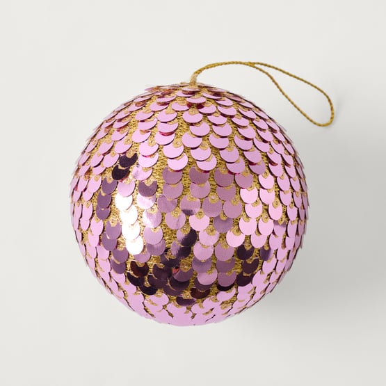 Festive Fun Pink Sequin Bauble - Large