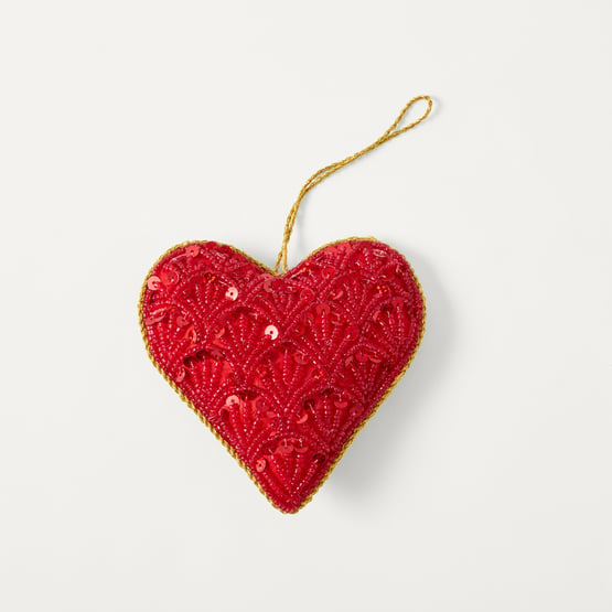 Bow & Bright Red Embroidered Heart