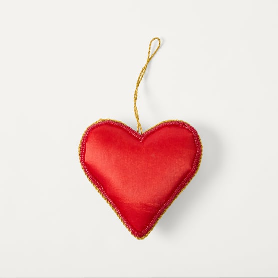 Bow & Bright Red Embroidered Heart