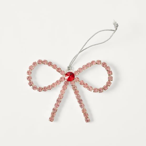 Bow & Bright Pink & Red Crystal Jewel Bow