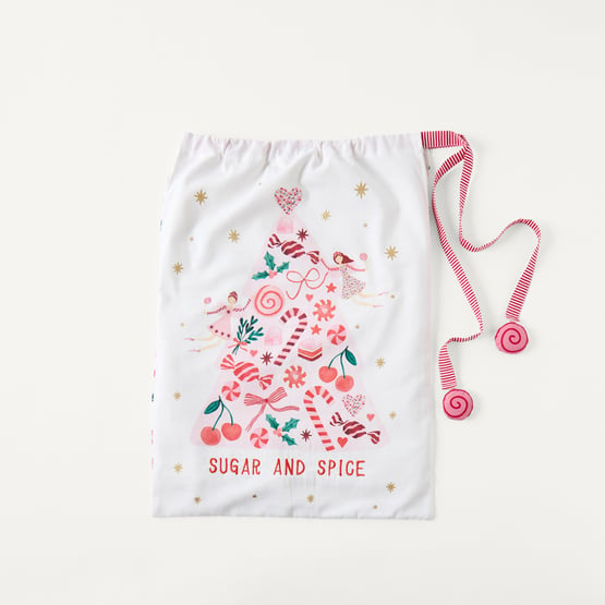 Sugar & Spice Christmas White Santa Sack