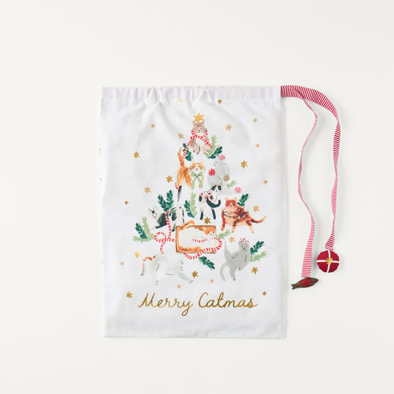 Merry Catmas Christmas Green Santa Sack