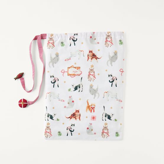 Merry Catmas Christmas Green Santa Sack