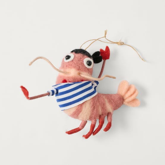 Christmas Village Monsieur Prawn Multi Felt Decoration