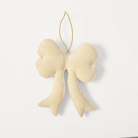 Luxe Bow Gold & Pearl Beaded Ornament