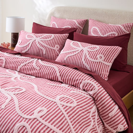 Clara Raspberry Tufted Quilt Cover Set + Separates