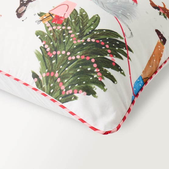 Here Come Santa Paws White Text Pillowcase
