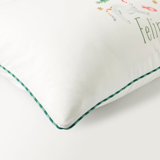 Feline White Festive Text Pillowcase