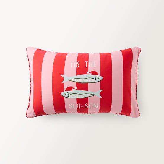 Tis The Sea-son Pink & Red Text Pillowcase