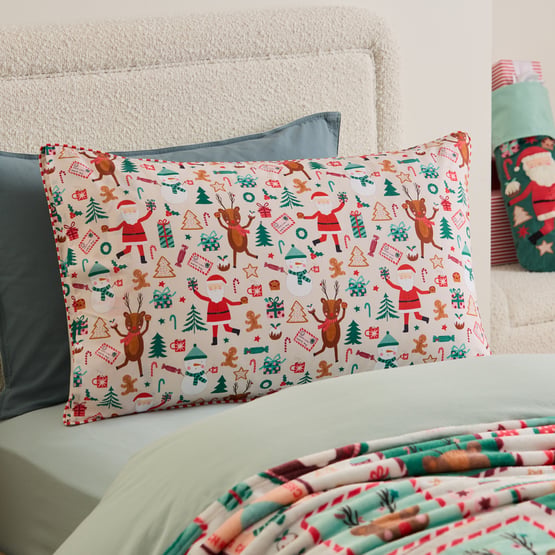 Christmas Cheer Natural Text Pillowcase
