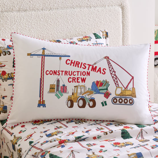 Digging Christmas Natural Text Pillowcase