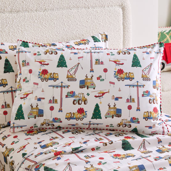 Digging Christmas Natural Text Pillowcase