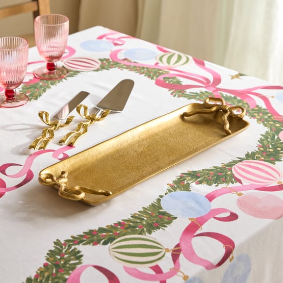 Bow & Bright Gold Metal Bow Decorative Tray