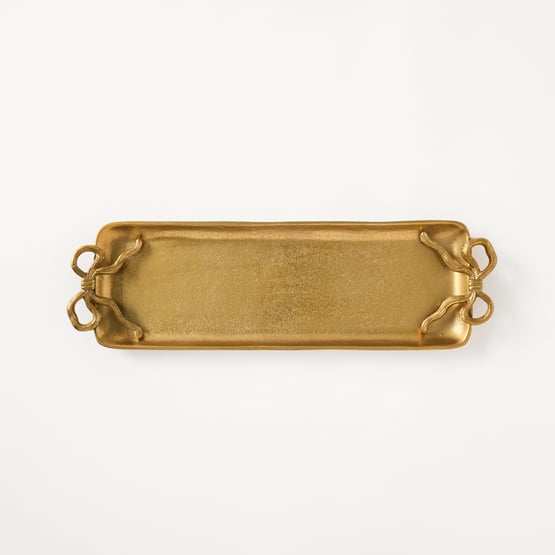 Bow & Bright Gold Metal Bow Decorative Tray