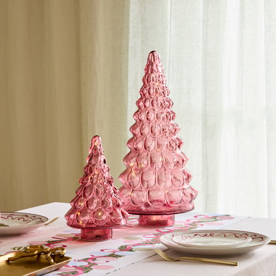 Bow & Bright Christmas Raspberry Glass LED Tree