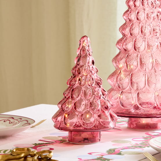 Bow & Bright Christmas Raspberry Glass LED Tree