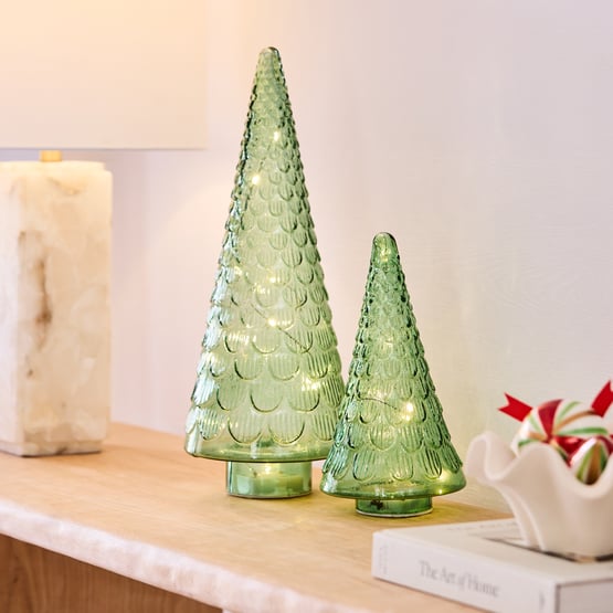 Bow & Bright Festive Green Glass LED Tree