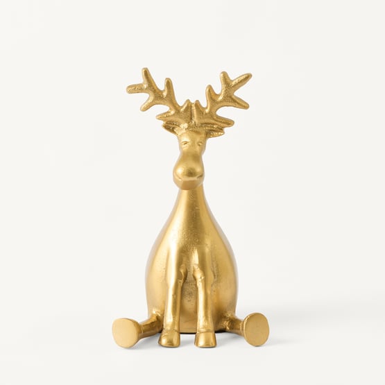 Christmas Village Gold Reindeer Metal Stocking Hanger