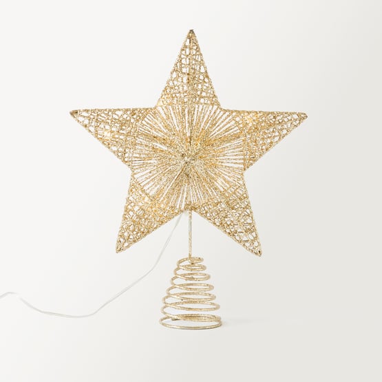 Festive Fun Sparkling Star Gold LED Tree Topper