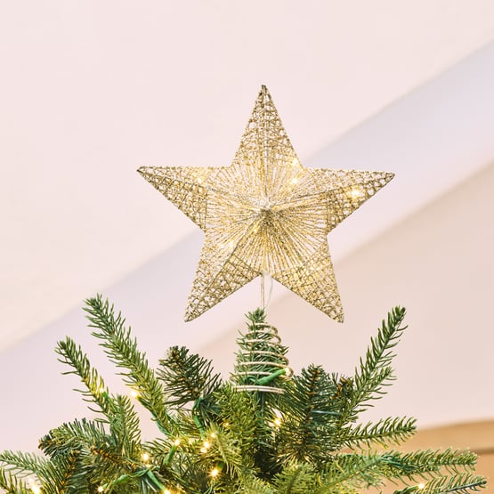 Festive Fun Sparkling Star Gold LED Tree Topper