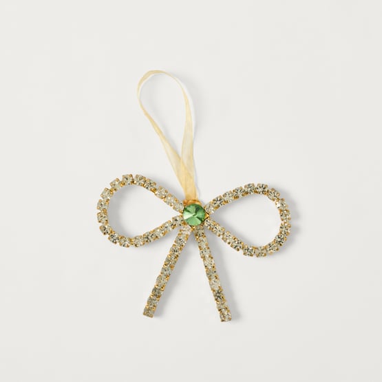 Luxe Jewel Gold & Green Crystal Bow