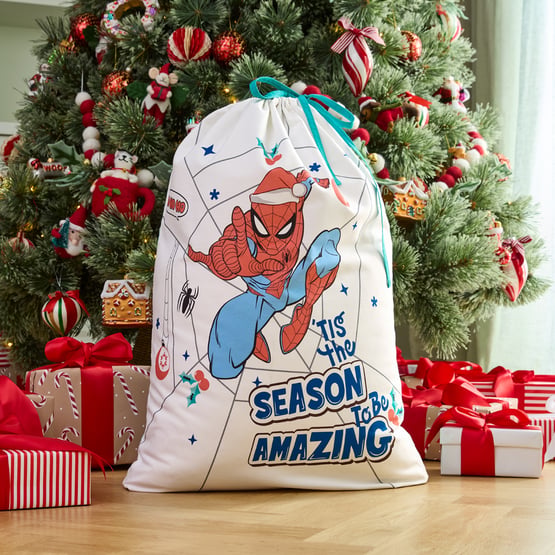 Marvel Spiderman Tis The Season Blue Santa Sack