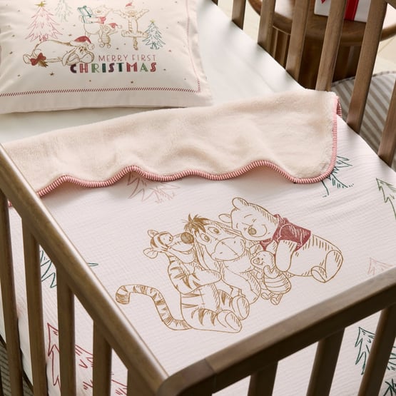 Disney Winnie the Pooh Festive Natural Baby Blanket