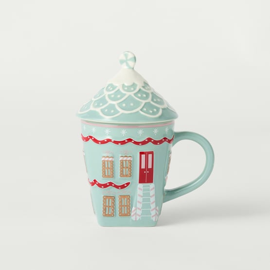 Christmas House Blue Mug
