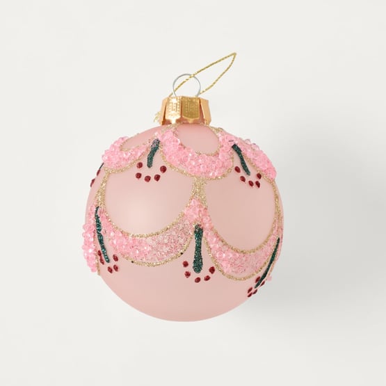 Bow & Bright Scallop Pink Vintage Glass Bauble