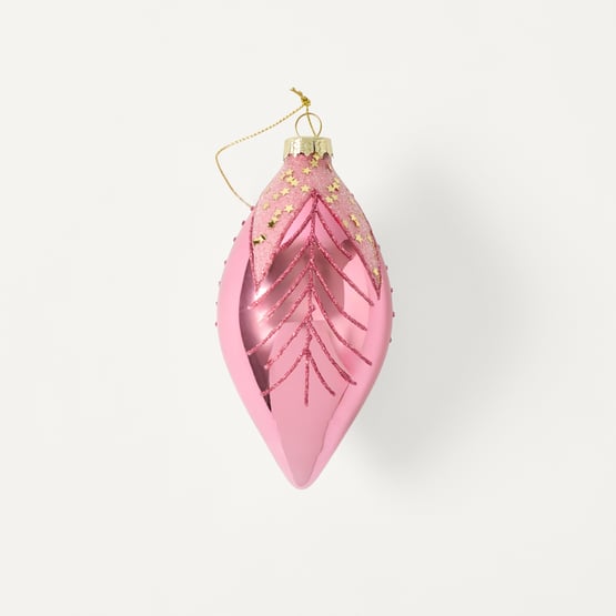 Festive Fun Drop Pink Vintage Glass Bauble