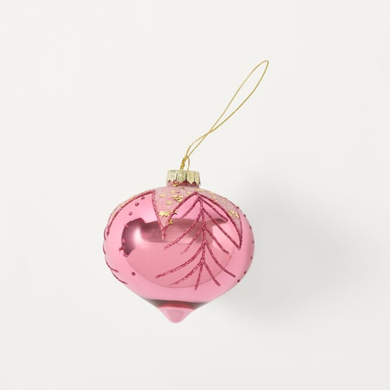 Festive Fun Onion Pink Vintage Glass Bauble