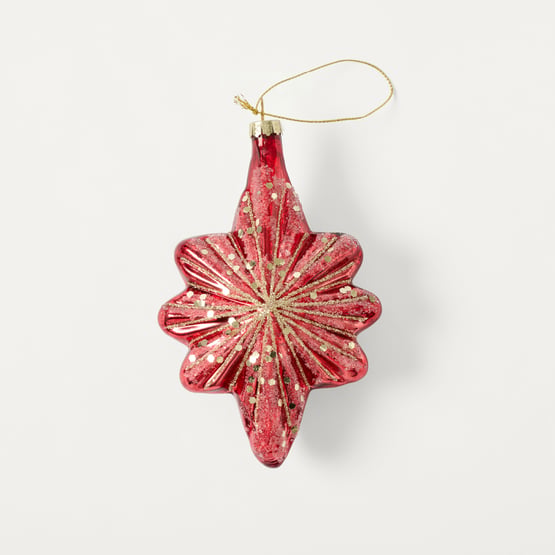 Bow & Bright Speckle Red Vintage Glass Star