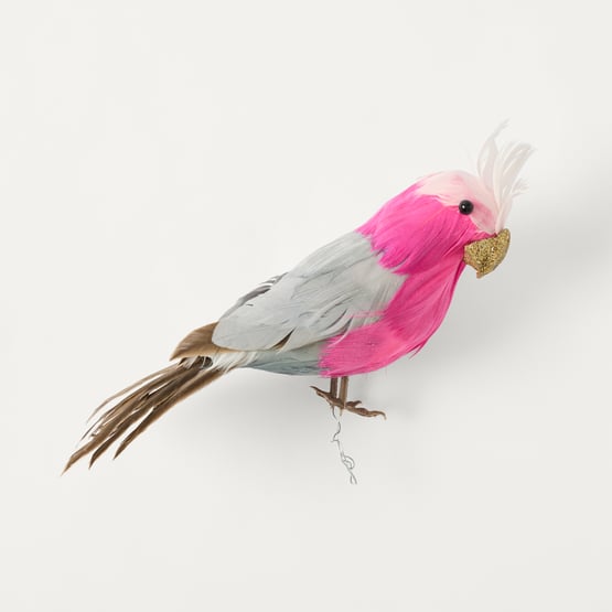 Christmas Village Galah Pink & Grey Flock Ornament