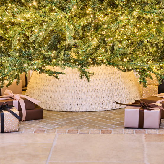 Cross Woven White Christmas Tree Skirt