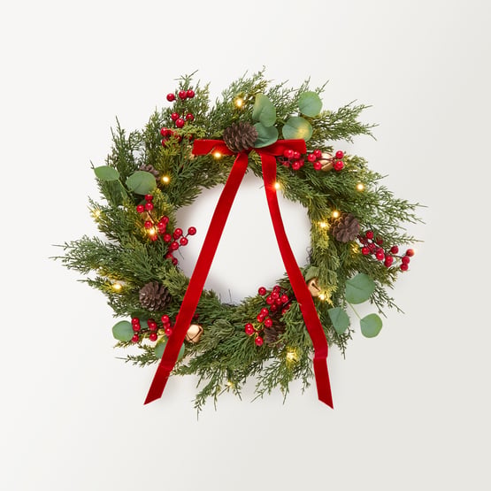 Bell Christmas Green & Red Wreath