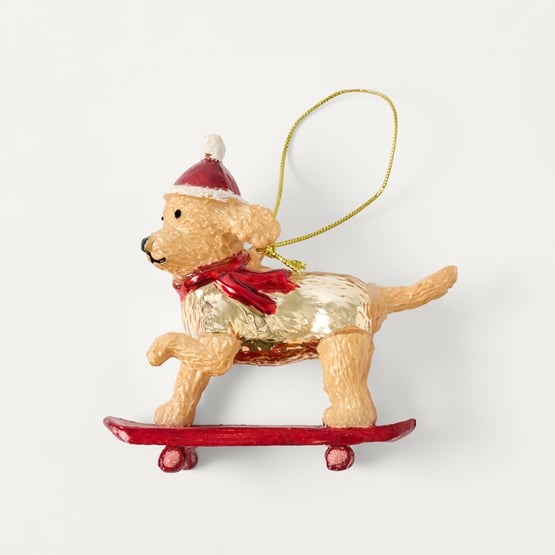 Christmas Village Ollie the Skateboard Dog Multi Ornament