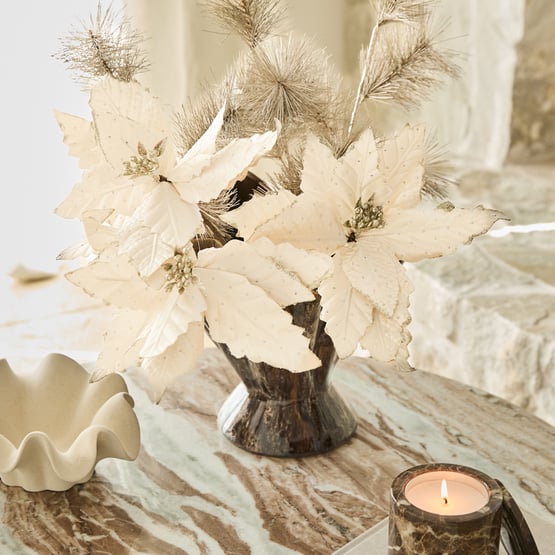 Poinsettia Champagne Gold Festive Stem Pack of 3