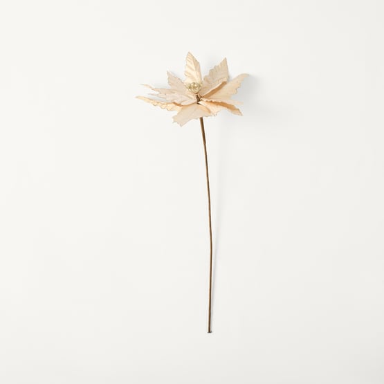 Poinsettia Champagne Gold Festive Stem Pack of 3