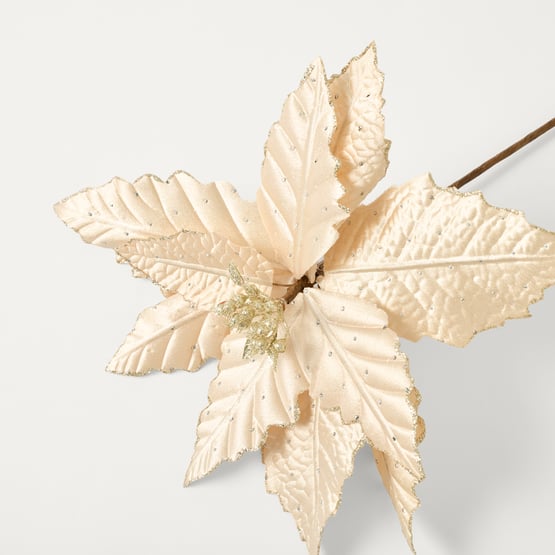 Poinsettia Champagne Gold Festive Stem Pack of 3
